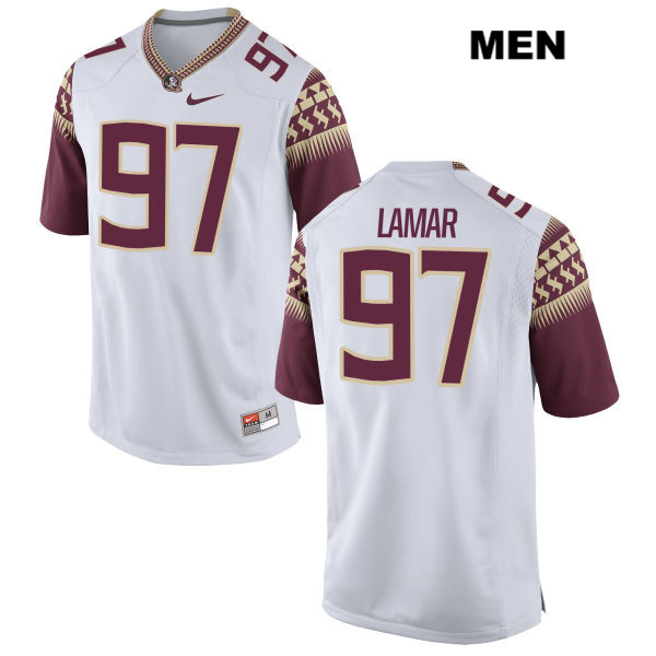 Men's NCAA Nike Florida State Seminoles #97 Malcolm Lamar College White Stitched Authentic Football Jersey LDG6069JR